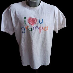 Vintage Men's T-shirt Large I LOVE GRANDPA TSI 1990's ALL COTTON WHITE